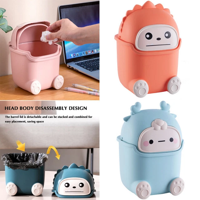 Mini Desktop Trash Can with Flip Lid Tiny Garbage Bin Dustbin Sundries Barrel AU