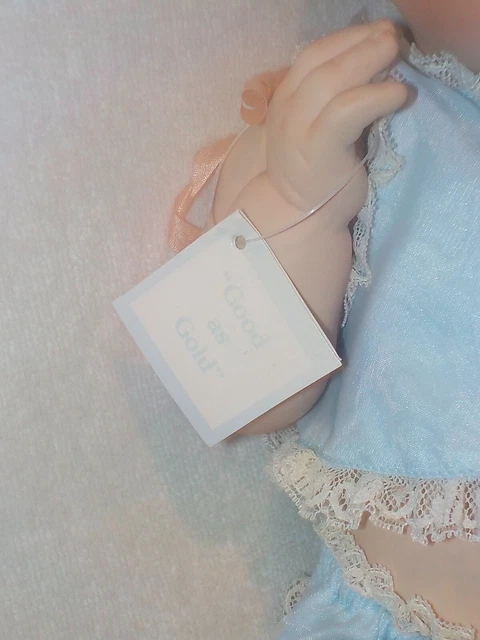16" All Porcelain Baby Doll "Good As Gold" By Ashton Drake W/ Box 5