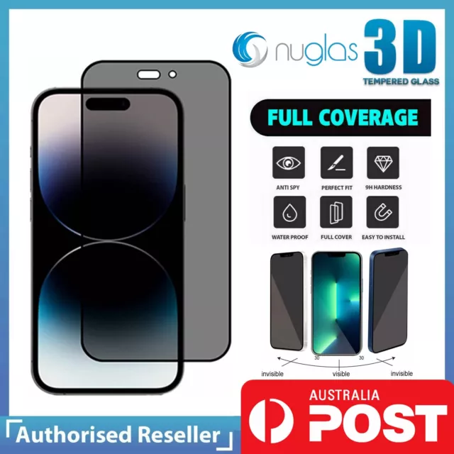 Screen Protector For iPhone 15 14 13 12 11 Nuglas Full 3D Privacy Tempered Glass