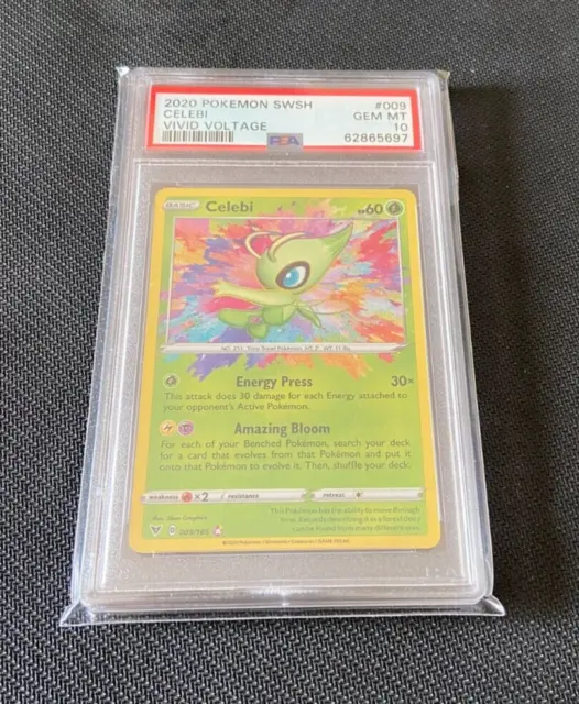 Pokemon Card PSA 10 Graded - Celebi 009/185 - Amazing Rare Holo Vivid Voltage