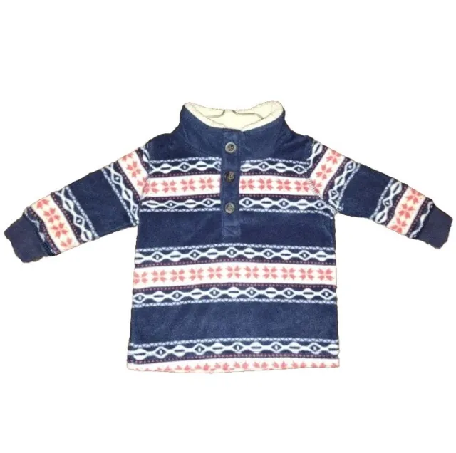 Carters Infant Boys Navy Blue Fleece 3 Button Top & Sweatpants Set 3 Months