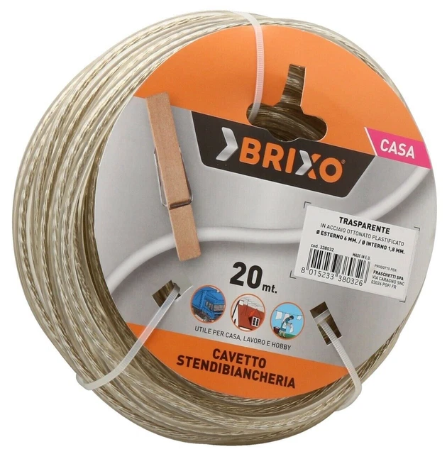 Fil Câble Fin Séchoir à Linge en Acier Avec Couverture PVC Transparent 20m