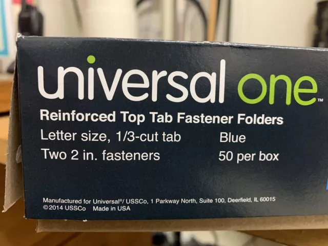 UNIVERSAL Deluxe Reinforced Top Tab Folders 2 Fasteners 1/3 Tab Letter Green 50 2