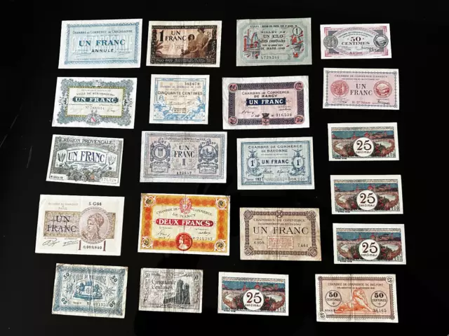 FRANCE - Lot de 21 billets de nécessité - TTB