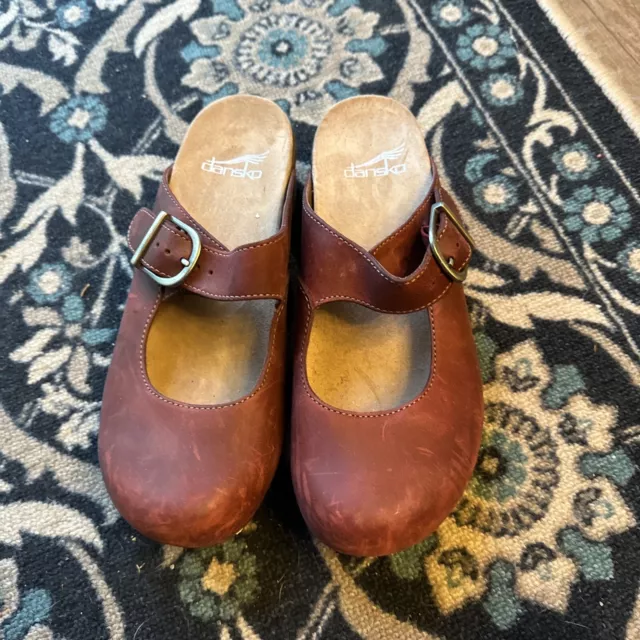 DANSKO WOMEN S LINETTE Shoes Mary Jane Leather Round Toe Buckle