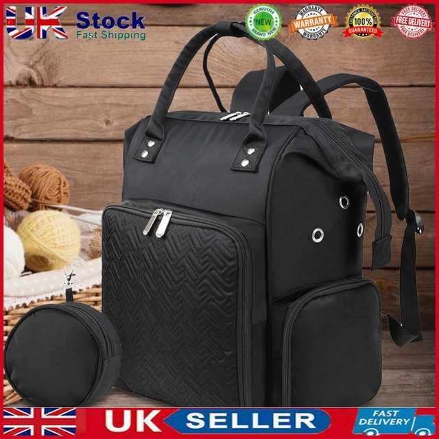 Portable Crochet Yarn Organizer Bag Nylon Storage Backpack Sewing Accessories