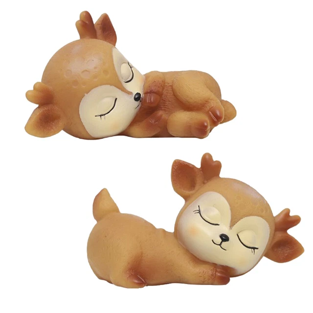 2 Stück Schlafende Hirschfiguren Rehkitz Ornamente Kinder Spielzeug Geschenke