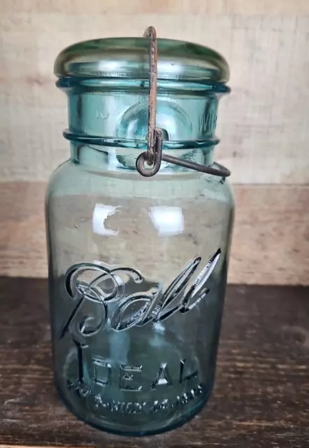 Antique Ball IDEAL Mason Jar PAT’D JULY 14 1908 BLUE QUART 1923-1933 #1