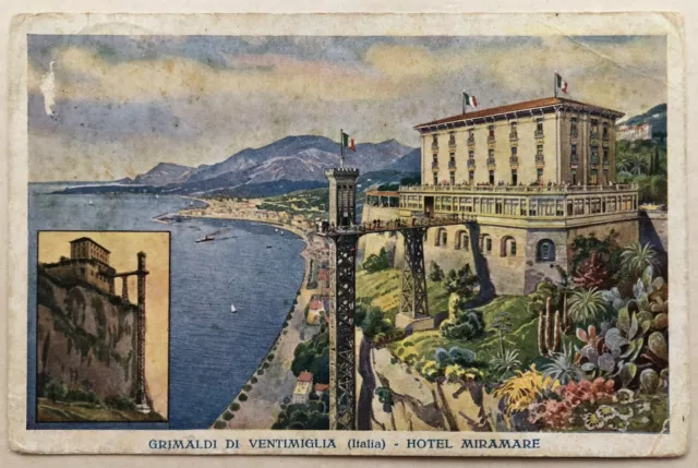 Cartolina Pubblicitaria Hotel Miramare Grimaldi di Ventimiglia T15