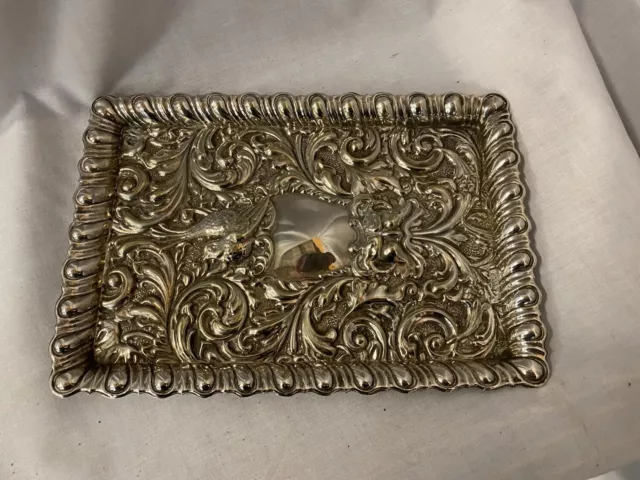 Henry Wilkinson Ltd Ornate Green Man And Bird Repousse Silver Plated Tray