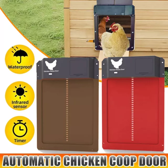 Waterproof Automatic Chicken House Door Opener Light Sensor Chicken Coop Door UK