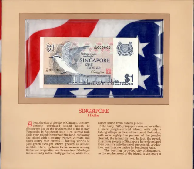 Most Treasured Banknotes Singapore 1976 1 Dollar P-9 UNC Low # E/99 006866