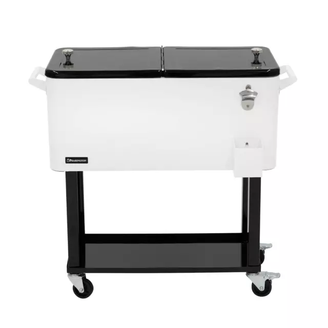 80-QT. ROLLING ICE Chest Portable Party Bar Drink Cooler Cart with ...