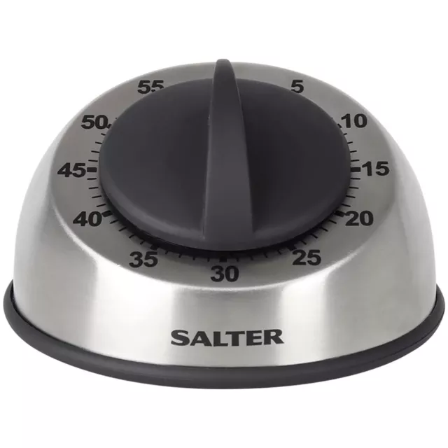 Salter 60-Minute Mechanical Kitchen Timer Stainless Steel 338 SSBKXR15