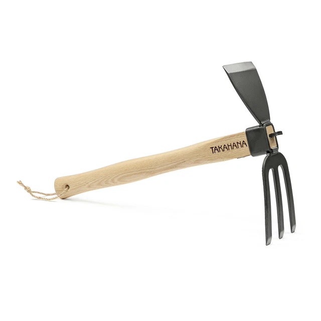 HARRMS Gartenhacke Mit Stiel Edelstahl, 116cm, 3-Zinken-Doppelhacke Unkrautharke Metall