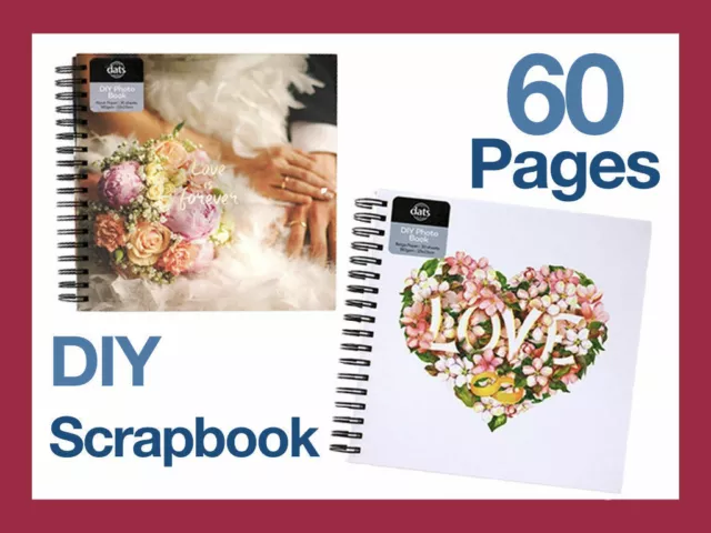 60page Med Vintage DIY Scrapbook Album Wedding Photo Memory Craft Book Hardcover