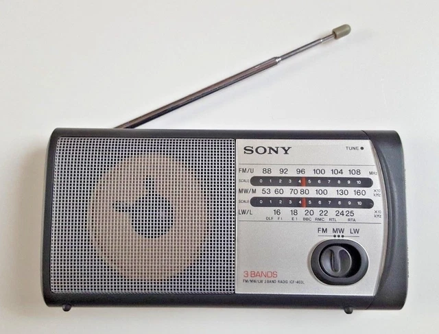 Radio Sony ICF-403L - FM/LW/MW - Grise - Fonctionne Bien, Garantie 6 Mois