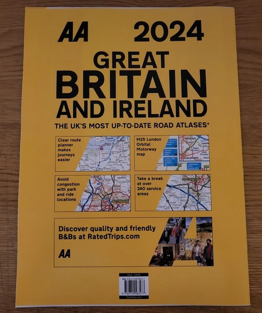 AA 2024 GREAT Britain & Ireland A3 Road Atlas Route Planner Map Large