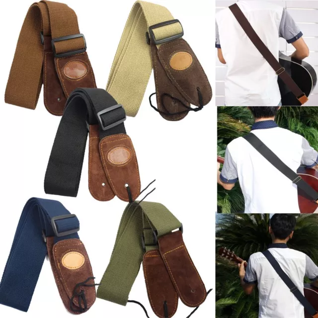 Soft Grace Adjustable Guitar Accessories Webbing Belt Leather Band Guitar Strap