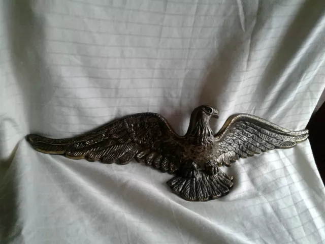 Vtg Flying Eagle Brass Wall Hanging Wall Decor House Plaque 19".