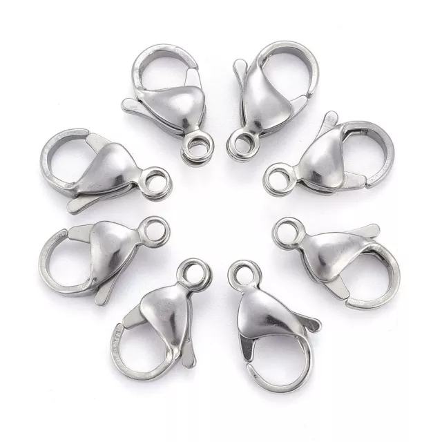 200Pcs 304 Stainless Steel Lobster Claw Clasps Parrot Trigger Clasps Steel Color