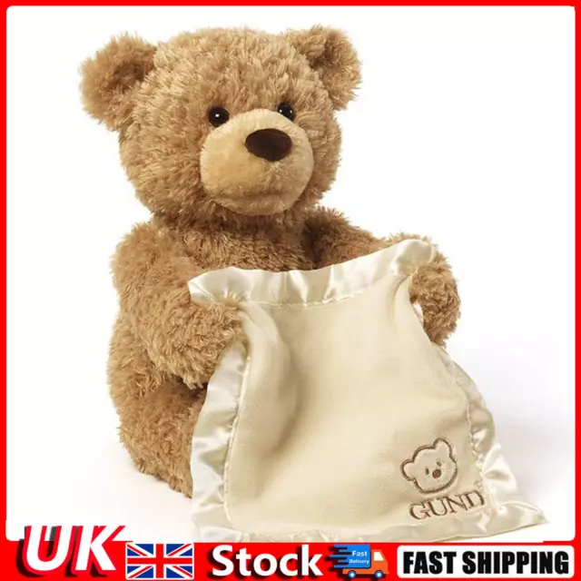 Animated Stuffed Peek-A-Boo Teddy Bear Plush, Animal Toys with Gift Box