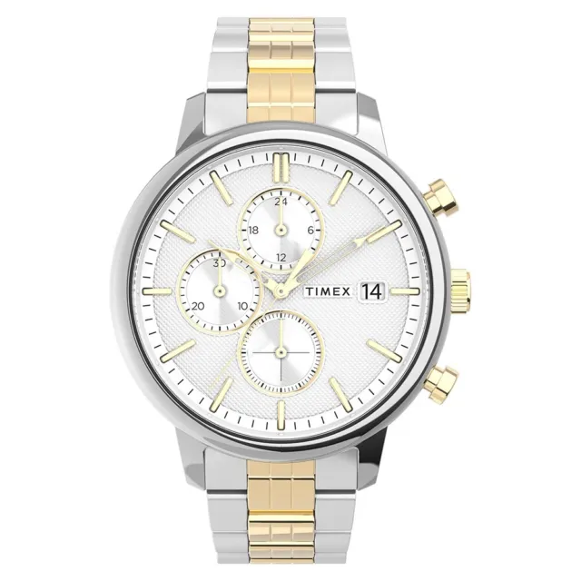 Orologio TIMEX uomo Chicago cronografo acciaio bicolore / bianco TW2V01800