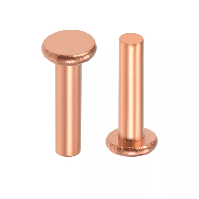 25 Pcs 1/8" x 15/32" Flat Head Copper Solid Rivets Fasteners