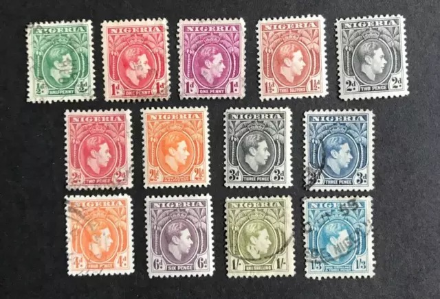 NIGERIA - 1938 DEFINITIVE ISSUE - 13 STAMPS INCLUDING HIGH VALUE 4d. MH & USED