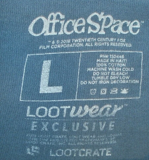 LOOTCRATE OFFICE SPACE Fax Machine Graphic Men's Blue Shirt L MIKE