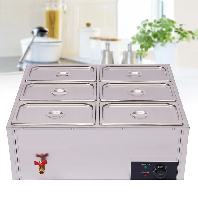 110 Volt Food Warmer 6-Pan Bain Marie Steam Table Steamer Restaurant Equipment