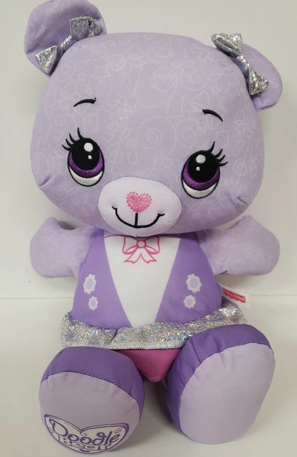 Fisher Price Purple Doodle Bear Plush Teddy Stuffed Animal Toy 16” Glitter Bows