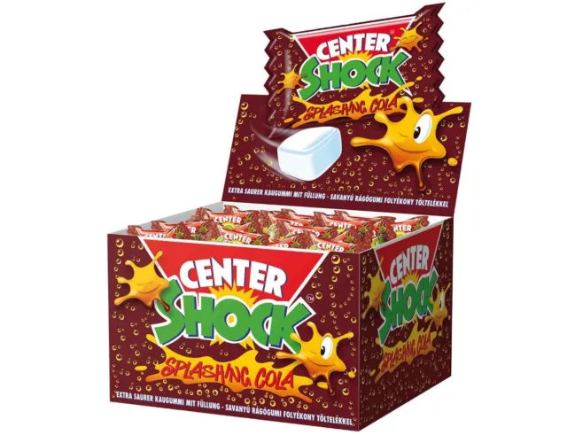 100Pcs Chupa Chups Center Shock Splashing Cola Liquid Filled Sour Bubble Gum Box