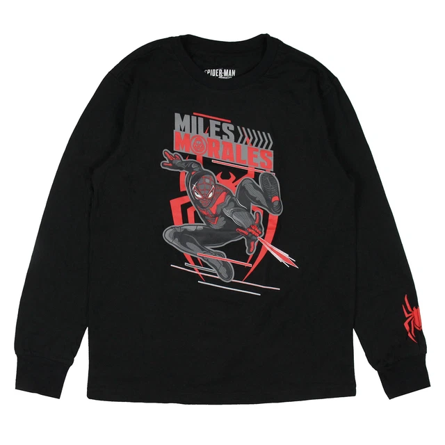 Marvel Spider-Man Big Boy's Miles Morales Web Slinging Long Sleeve T-Shirt