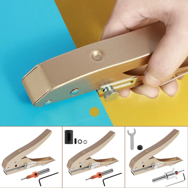 XW 5-Pack 5/16" Single Hole Punch – Heavy Duty Handheld Puncher With Limiter – For Paper, PVC Cards, Cardboard – Zinc Alloy