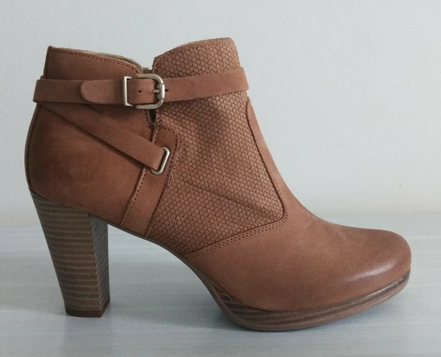 Boots Bottines Camel Marron Beige Talons Andre Cuir Pointure 39          #Ckdb