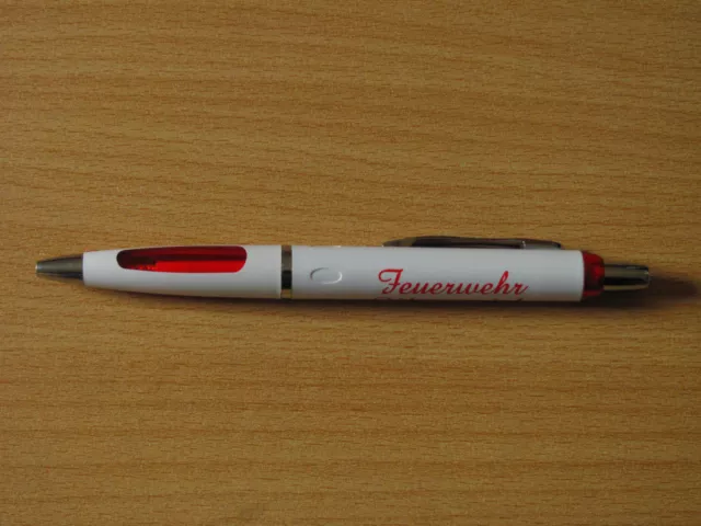 100 Stück Kugelschreiber Metallclip Rot- Weiß mit einfarbigen Werbeaufdruck