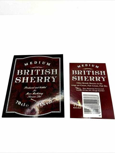 Bottle Label Medium British Sherry Mace Marketing Genuine Ex-Brewery Stock