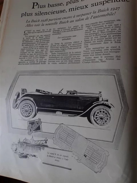 BUICK + MANESSIUS automobile publicité papier ILLUSTRATION AUTO 1927 col