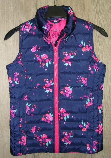 Joules Girls Blue Floral Quilted Gilet Coat Bodywarmer Jacket Age 7-87 128cm