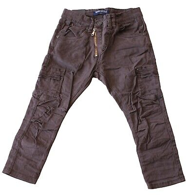 Pantaloni bambino cargo jeans effetto stropicciato tasconi  primavera tg.4/14 A