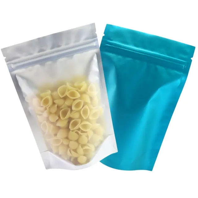 Translucent Front Matte Blue Resealable Zip Food-Safe Stand-Up Bags Bulk QTY