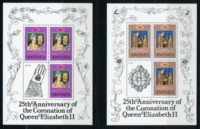 ANTIGUA 508-12 SG581-85 MNH 1978 25th Anniv Coronation set of 5 sheets of 3 CV$4