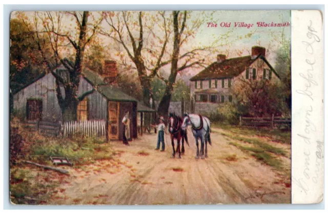 1908 The Old Village Blacksmith Olin Iowa IA Posted Antique Postcard 3