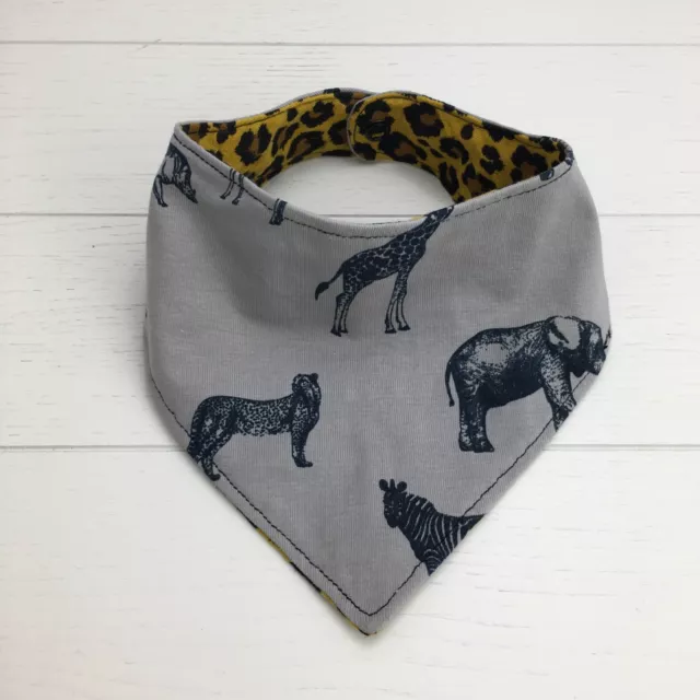 Reversible Bandana Dribble Bib Wild Side Double Gauze Animals Leopard Print Baby