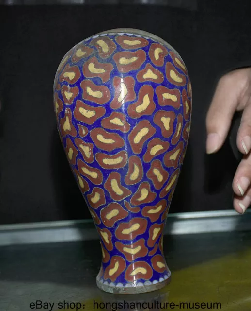 7.4 " Ancient China Red Cloisonne enamel Bronze Dynasty Palace Bottle Vase