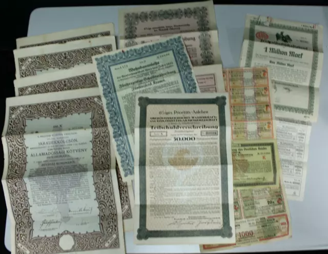 Lot of 11 - 1918-1922 Germany Austria Hungary Bonds