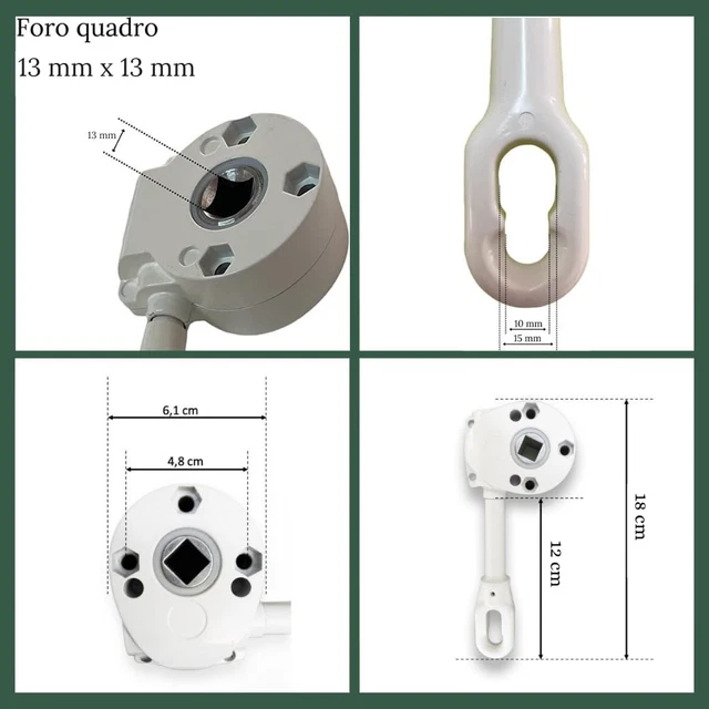 Arganello Per Tenda Da Sole 11:1 – Bianco, Compatibile Con Tutti I Modelli, Prodotto In Spagna, Con Supporto In Zamak