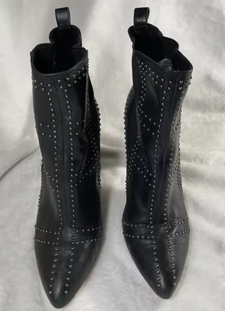 Vince Camuto Black Leather Studded Ankle Boots Women's Size 7.5