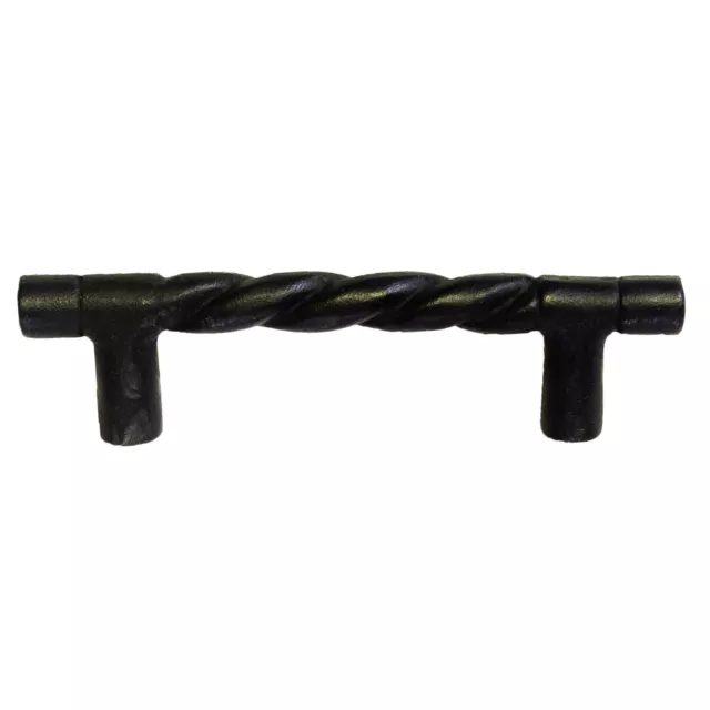 Rope Swirl Door Handle in Wrought Iron Twisted Hardware 8" Length